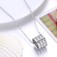 Swarovski Crystal 18K White Gold over Sterling Silver Triple Pave B Necklace - Golden NYC Jewelry
