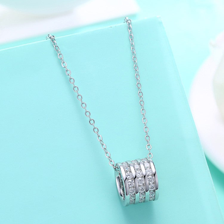 Swarovski Crystal 18K White Gold over Sterling Silver Triple Pave B Necklace - Golden NYC Jewelry