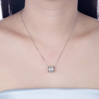 Swarovski Crystal 18K White Gold over Sterling Silver Triple Pave B Necklace - Golden NYC Jewelry