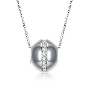 Austrian Crystal 18K White Gold over Sterling Silver World Sphere Necklace - Golden NYC Jewelry