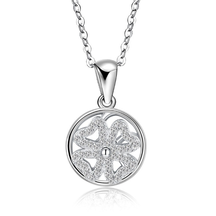 Austrian Crystal 18K White Gold over Sterling Silver Daisy Necklace - Golden NYC Jewelry