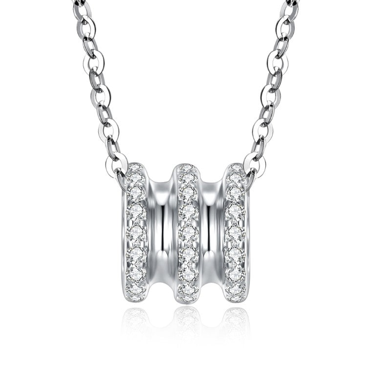 Swarovski Crystal 18K White Gold over Sterling Silver Triple Rib Cage Necklace - Golden NYC Jewelry