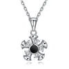 Swarovski Crystal 18K White Gold over Sterling Silver Black Center Necklace - Golden NYC Jewelry