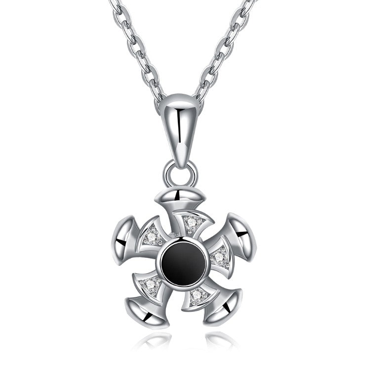 Swarovski Crystal 18K White Gold over Sterling Silver Black Center Necklace - Golden NYC Jewelry