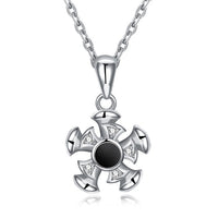 Swarovski Crystal 18K White Gold over Sterling Silver Black Center Necklace - Golden NYC Jewelry
