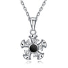 Austrian Crystal 18K White Gold over Sterling Silver Black Center Necklace - Golden NYC Jewelry
