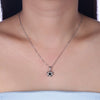 Austrian Crystal 18K White Gold over Sterling Silver Black Center Necklace - Golden NYC Jewelry