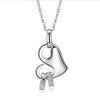 Austrian Crystal 18K White Gold over Sterling Silver Trendy Heart Necklace - Golden NYC Jewelry