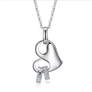 Austrian Crystal 18K White Gold over Sterling Silver Trendy Heart Necklace - Golden NYC Jewelry