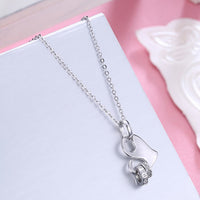 Swarovski Crystal 18K White Gold over Sterling Silver Trendy Heart Necklace - Golden NYC Jewelry