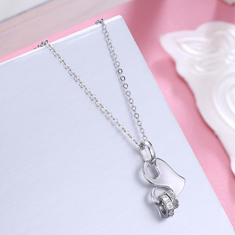 Swarovski Crystal 18K White Gold over Sterling Silver Trendy Heart Necklace - Golden NYC Jewelry
