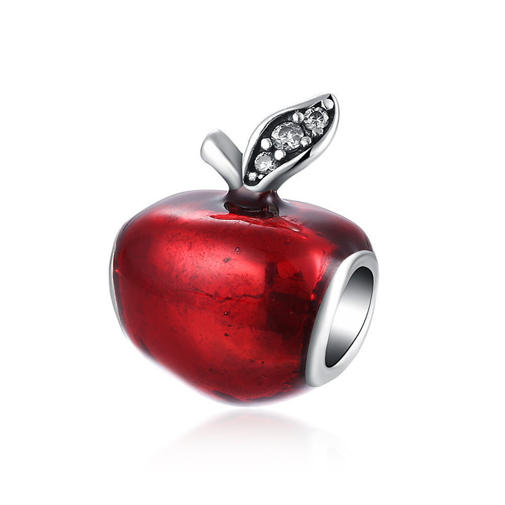 Sterling Silver Healthy Red Apple Fruit Charm - Golden NYC Jewelry