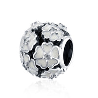 Sterling Silver Ivory Insert 5 Clover Shaped Charm - Golden NYC Jewelry