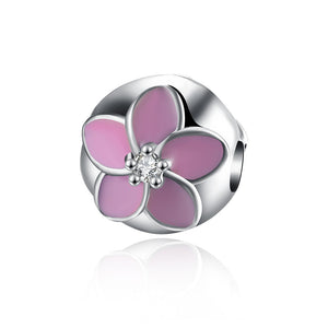 Sterling Silver Pink Daisy Charm - Golden NYC Jewelry
