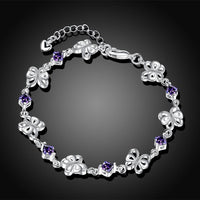 Purple Swarovski Clover Shaped Bracelet in 18K White Gold