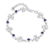 Purple Swarovski Clover Shaped Bracelet in 18K White Gold