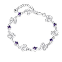 Purple Swarovski Clover Shaped Bracelet in 18K White Gold